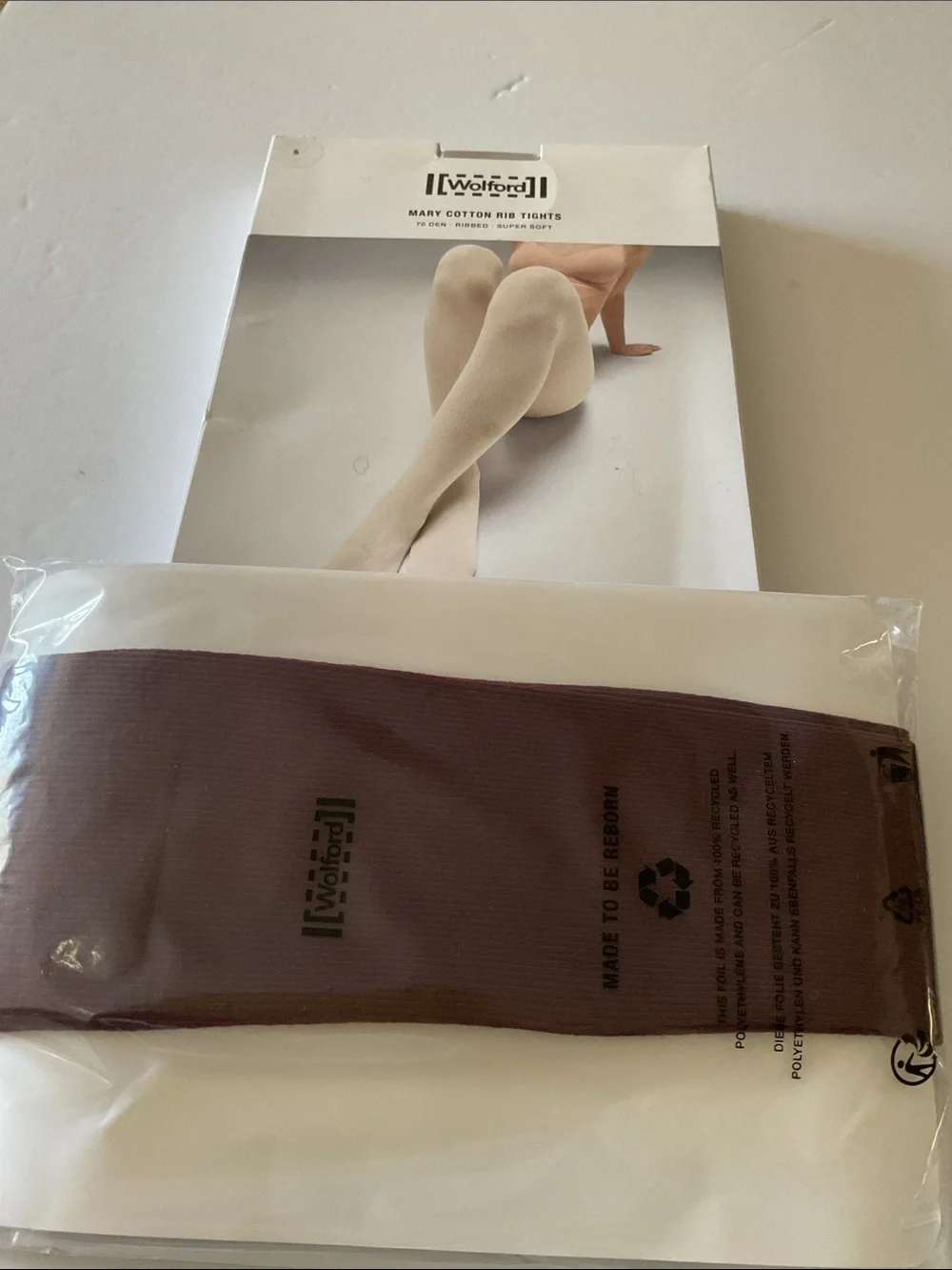 WOLFORD 15034 MARY COTTON RIB TIGHTS IN PORT ROYALE SMALL NWT